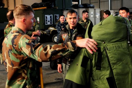 US Navy 091230-N-7730P-086 Vice Adm. Harry B. Harris Jr., commander of U.S. 6th Fleet, visits with sailors assigned to Explosive Ordnance Disposal Mobile Unit (EODMU) 8 at Naval Air Station Sigonella