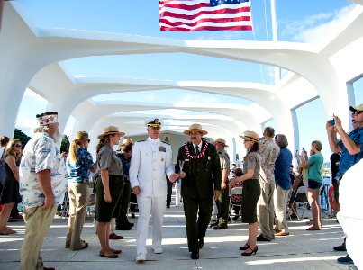 USS Arizona Reunion Association ceremony at the USS Arizona Memorial 141207-N-IU636-705