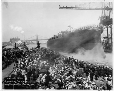 USS Arizona being launched NARA 19-LC-19A-23