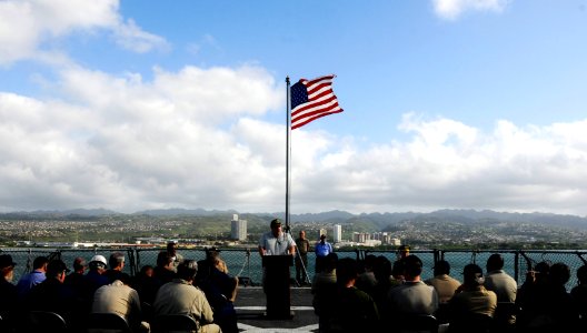 US Navy 091218-N-7498L-135 Capt. Keith Walzak, the master of the Military Sealift Command combat stores ship USNS San Jose (T-AFS 7)