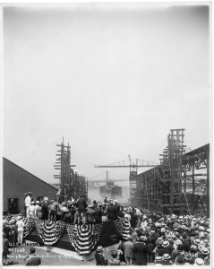 USS Arizona afloat after launch NARA 19-LC-19A-29