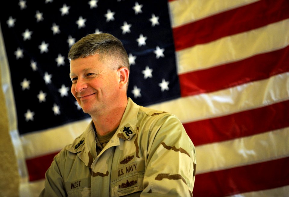 US Navy 100108-N-8273J-211 Master Chief Petty Officer of the Navy (MCPON) Rick West holds an all-hands call at Provincial Reconstruction Team Farah in Afghanistan