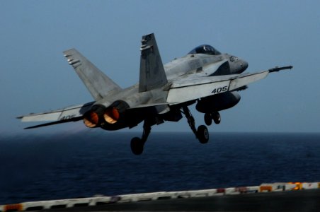 US Navy 100109-N-3038W-208 An F-A-18C Hornet launches from USS Nimitz (CVN 68)