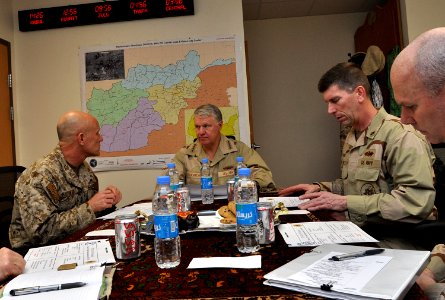 US Navy 100107-N-8273J-315 Chief of Naval Operations (CNO) Adm. Gary Roughead, middle meets with senior leadership in Kabul
