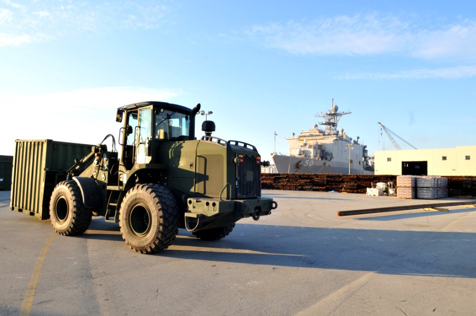 US Navy 100115-N-1831S-035 Marines load supplies aboard USS Bataan (LHD 5)