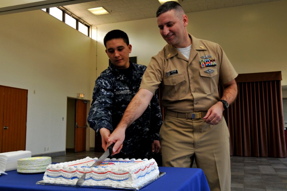 US Navy 100113-N-9123L-001 Religious Program Specialist Seaman Blayne Benavente, from San Diego, assigned to the guided-missile cruiser USS Shiloh (CG 67),