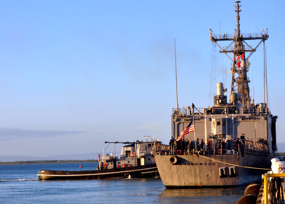 US Navy 100115-N-8241M-097 USS Underwood (FFG 36) moores at Naval Station Guantanamo Bay to put on stores and refuel while en route to provide humanitarian aid and disaster relief to Haiti
