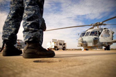 US Navy 100114-N-8590G-004 Naval air crewmen conduct preflight inspections at Naval Station Mayport before departing to embark aboard the guided-missile cruiser USS Normandy (CG 60)
