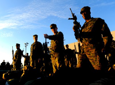 US Navy 100115-N-5345W-025 Marines assigned to the 22nd Marine Expeditionary Unit (22nd MEU) conduct an equipment inventory while preparing to embark aboard the amphibious dock landing ship USS Fort McHenry (LSD 43)