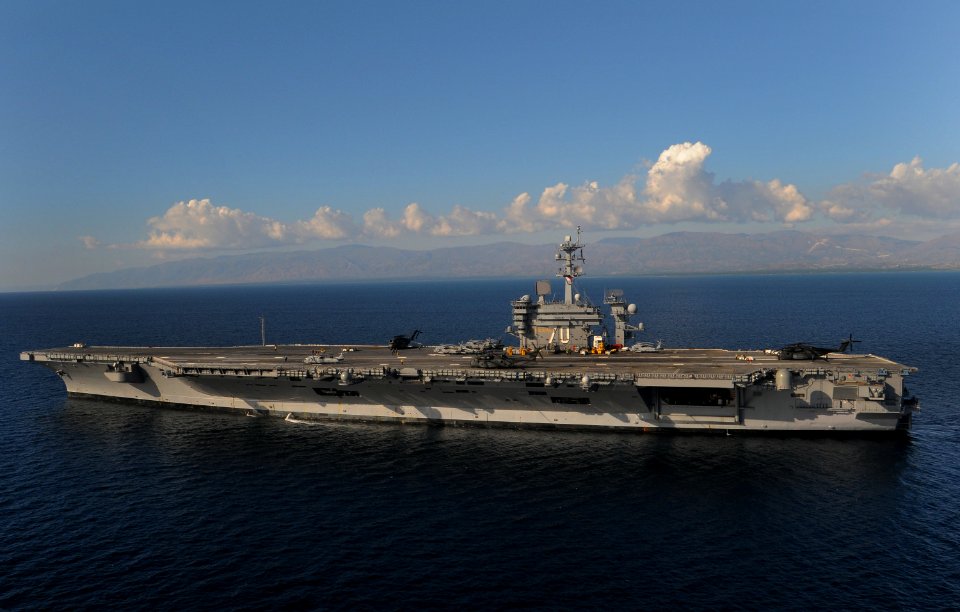 US Navy 100115-N-8878B-149 The Nimitz-class aircraft carrier USS Carl Vinson (CVN 70) operating off the coast of Haiti as part of humanitarian relief efforts