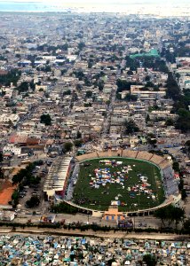 US Navy 100117-N-4275C-190 Haitian citizens seek refuge at the Stade Sylvio Cator, the national soccer stadium, in Port-au-Prince, Haiti
