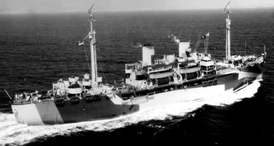 USS Appling (APA-58) underway at sea on 12 August 1944 (80-G-243538)
