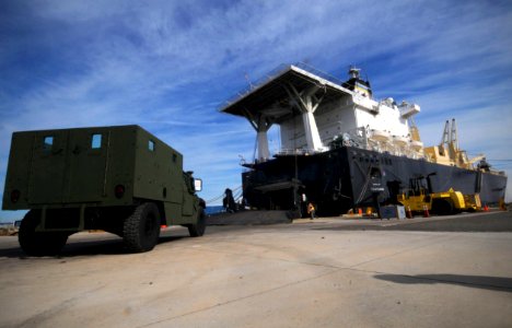 US Navy 100118-N-1522S-498 he Military Sealift Command maritime prepositioning ship USNS 1st Lt. Jack Lummus (T-AK-3011)