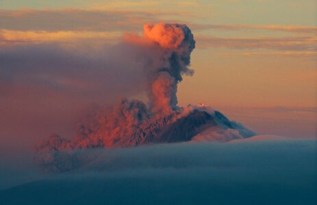 Volcano explosion smoke