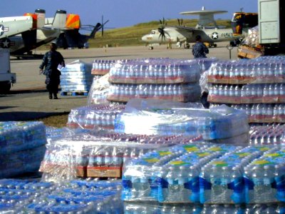 US Navy 100119-N-0000X-003 Chief Logistics Specialist Will Harvey inventories supplies on the flight line at Guantanamo Bay, Cuba