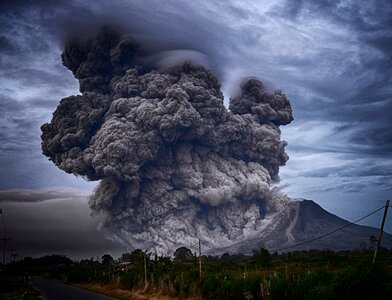 Eruption smoke trees photo