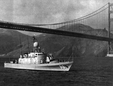 USS Antelope (PG-86) with Golden Gate Bridge c1967
