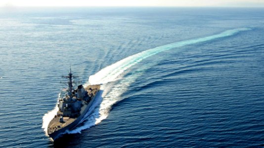 US Navy 100121-N-2953W-496 USS Higgins (DDG 76) operates off the coast of Haiti