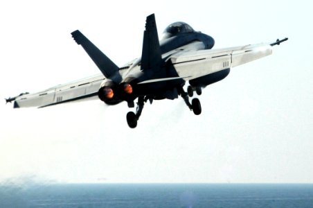 US Navy 100123-N-3038W-200 F-A-18F Super Hornet launches from USS Nimitz