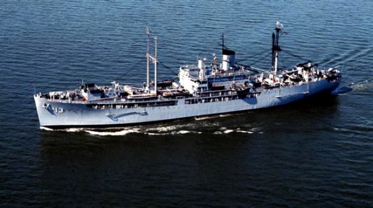 USS Amphion (AR-13) underway at sea, circa in the 1960s