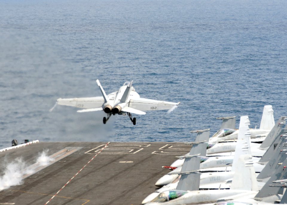 US Navy 100125-N-4236E-200 An F-A-18E Super Hornet assigned to the Pukin Dogs of Strike Fighter Squadron (VFA) 143