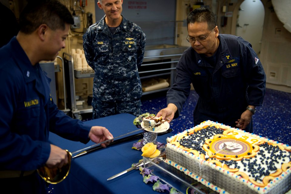 USS America's celebration of the Navy’s 239th birthday 141013-N-LD343-003