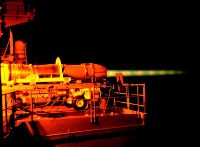 US Navy 100125-N-6003P-011 An F-A-18 Super Hornet jet engine is tested at full throttle