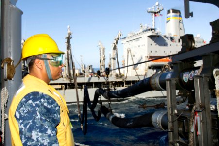 USS America's first underway replenishment 141001-N-YB590-205
