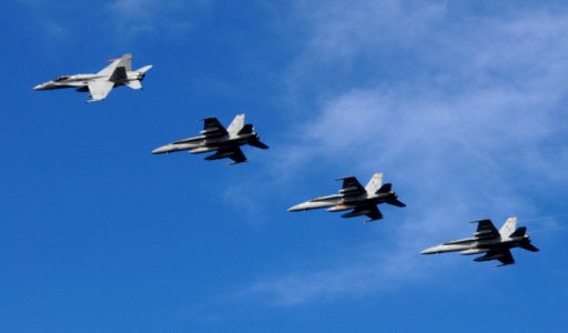 US Navy 100128-N-2858S-456 Aircraft fly in formation over USS Harry S. Truman