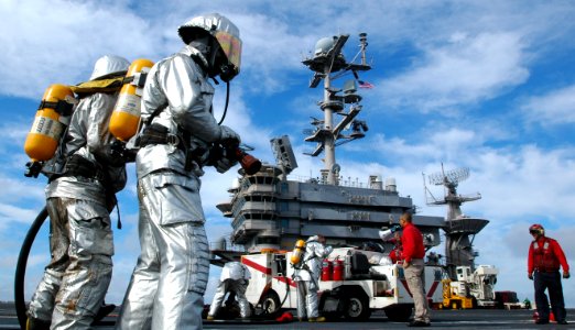 US Navy 100129-N-2154L-022 Crash and salvage Sailors train aboard USS John C. Stennis