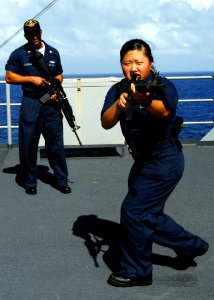 US Navy 100129-N-6692A-016 Sailors conduct anti-terrorism training aboard USS Harpers Ferry