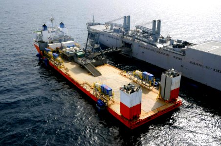 US Navy 100129-O-XXXXX-001 he Navy completed an at sea exercise to demonstrate the transfer of vehicles between a surrogate mobile landing platform hip and a large medium-speed roll-on-roll-off ship