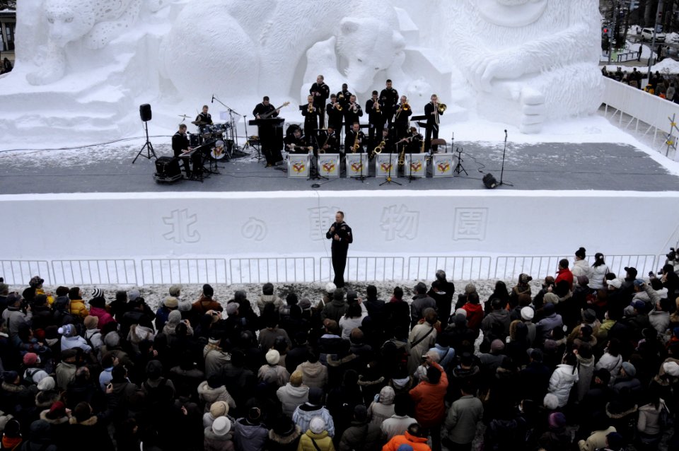 US Navy 100208-N-3185H-466 Sailors in the U.S. 7th Fleet Band perform at the 61st Sapporo Snow and Ice Festival