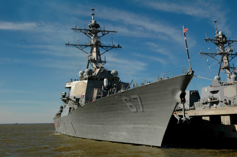 US Navy 100208-N-3154P-001 he Arleigh Burke-class guided-missile destroyer USS Cole (DDG 67) is pierside at Naval Station Norfolk