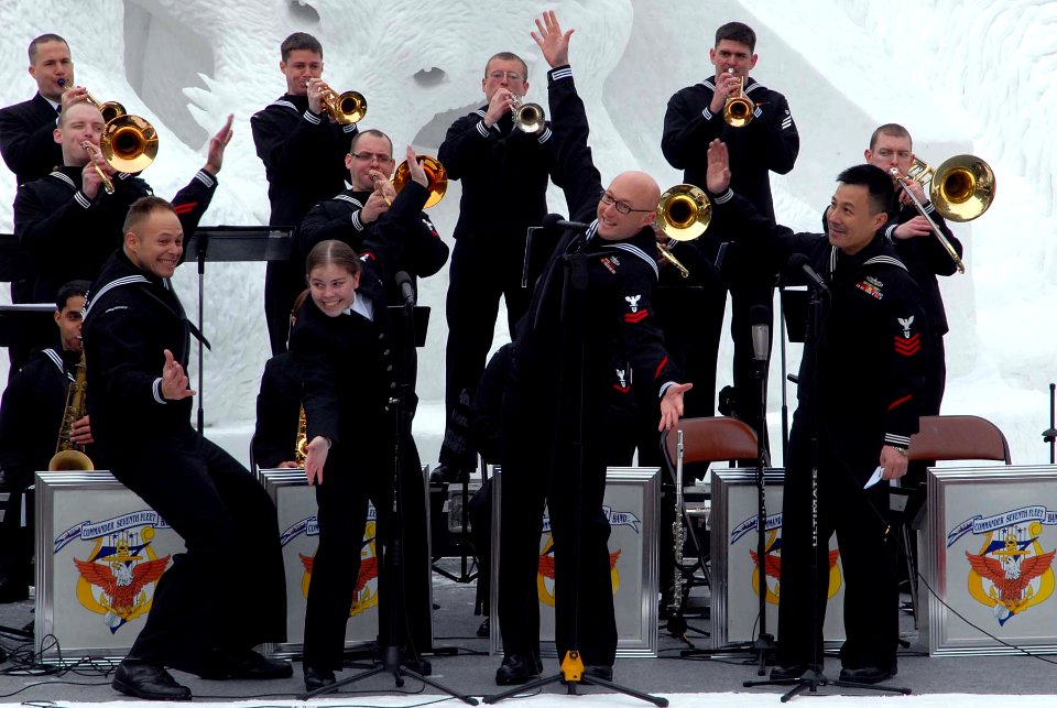 US Navy 100208-N-5086M-159 U.S. 7th Fleet Band members perform during the 61st annual Sapporo Snow Festival