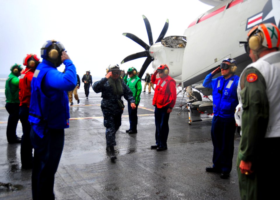 US Navy 100212-N-2953W-120 Rainbow sideboys render honors to Rear Adm. Anatolio Cruz