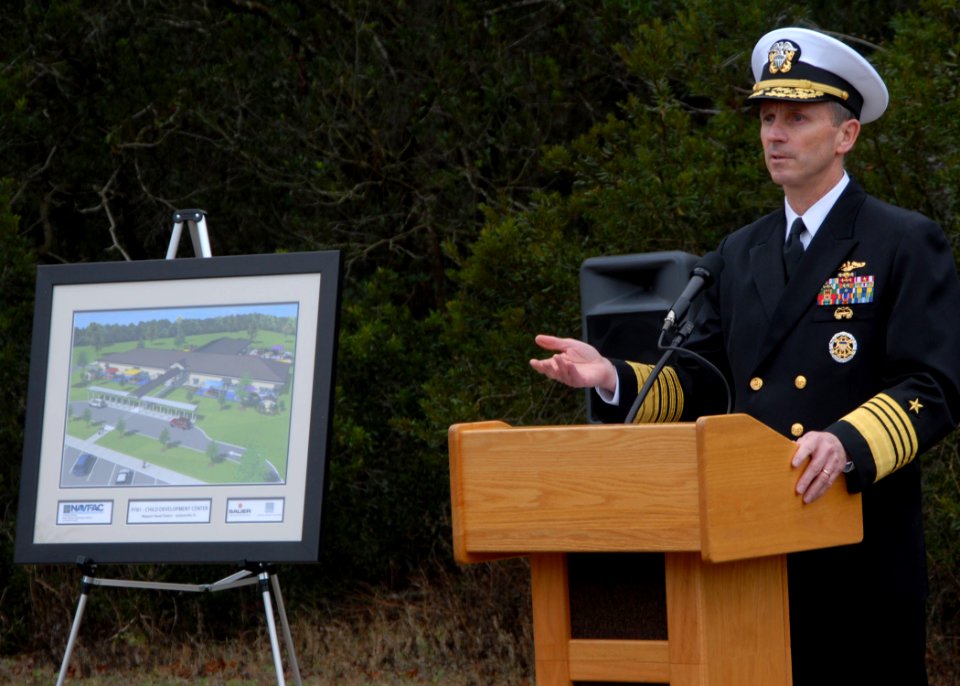 US Navy 100209-N-5812W-002 Vice Chief of Naval Operations (VCNO) Adm. Jonathan Greenert delivers remarks during a ground breaking ceremony for the new child development denter at Naval Station Mayport