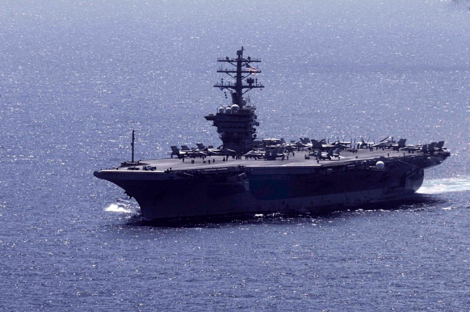 US Navy 100215-N-3038W-115 The aircraft carrier USS Nimitz (CVN 68) operates in the South China Sea