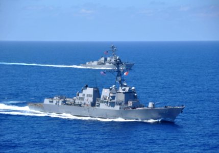 US Navy 100215-N-8421M-071 The guided-missile destroyers USS Sampson (DDG 102) and USS Pinkney (DDG 91) operate in the South China Sea