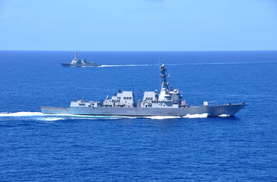 US Navy 100215-N-8421M-031 The guided-missile destroyers USS Sampson (DDG 102) and USS Pinkney (DDG 91) operate in the South China Sea