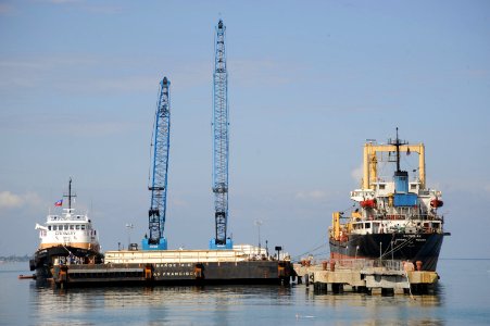 US Navy 100211-N-1134L-022 A barge is positioned in Haiti