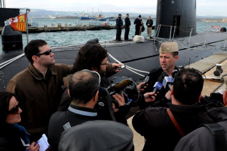 US Navy 100211-N-7730P-011 Rear Adm. John Richardson holds a press conference to mark the start of Noble Manta 2010