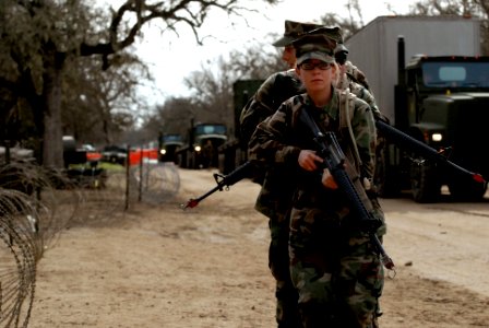US Navy 100211-N-0475R-081 Construction Electrician Constructionman Apprentice Colleen Henry leads her squad during REACT Team training during Operation Bearing Duel 2010
