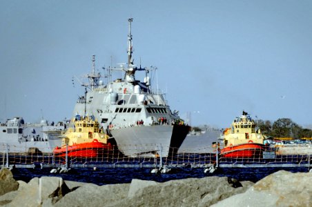 US Navy 100216-N-1522S-007 USS Freedom (LCS 1) departs Naval Station Mayport on its maiden deployment to the U.S. Southern Command and U.S. Pacific Command areas of responsibility