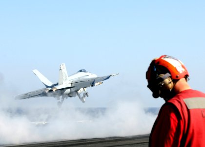 US Navy 100216-N-4236E-211 An F-A-18E Super Hornet launches from USS Dwight D. Eisenhower (CVN 69)