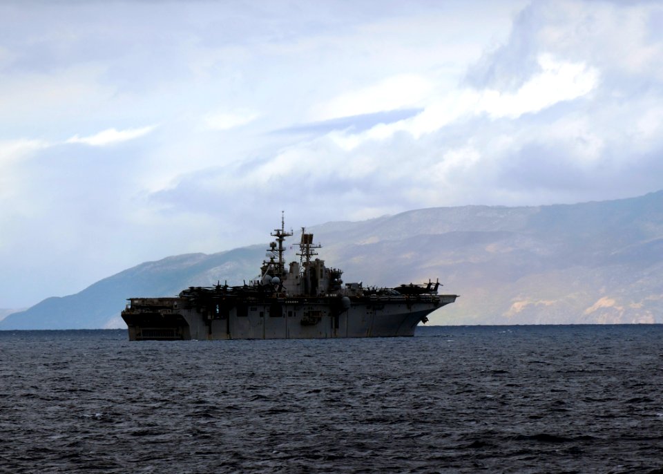 US Navy 100218-N-2000D-015 The amphibious assault ship USS Bataan (LHD 5) operates off the coast of Haiti supporting Operation Unified Response