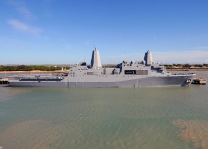 US Navy 100219-N-1082Z-016 The amphibious transport dock ship USS Mesa Verde (LPD 19) is moored pier side for a scheduled port visit