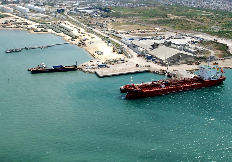 US Navy 100221-N-5787K-010 An aerial view of the logistical area near the port in Port-au-Prince