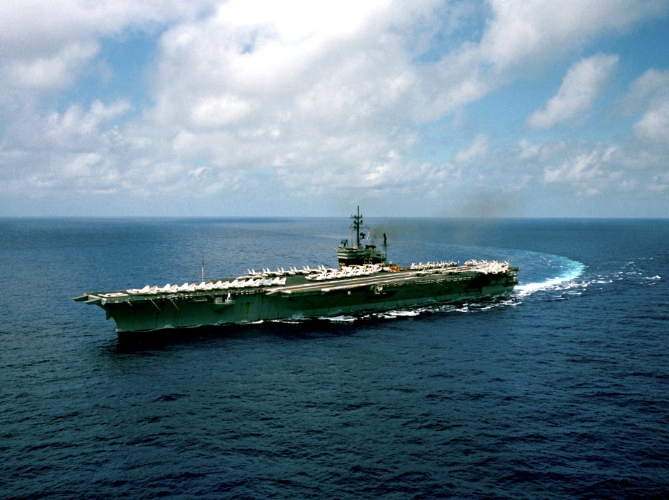 USS America (CV-66) underway in the Indian Ocean on 1 April 1983 (6369279)