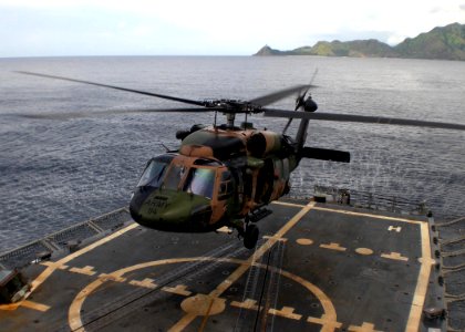 US Navy 100225-N-0000N-001 The guided-missile frigate USS Reuben James (FFG 57) conducts deck-landing qualifications